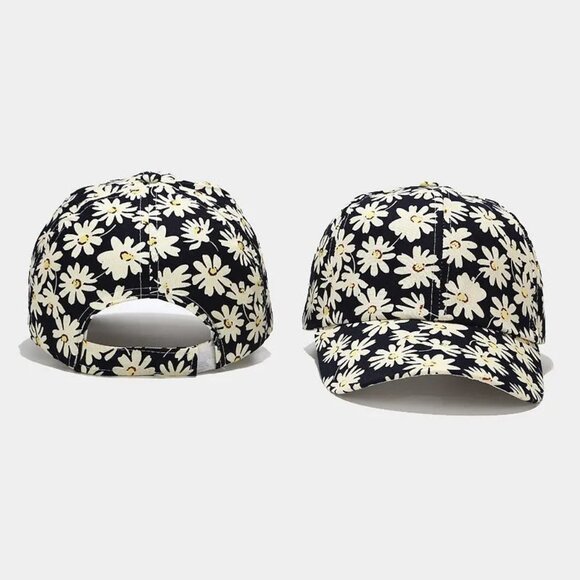 Womens Fashion Casual Outdoor Chrysanthemum Print Baseball Velcro Adjustable Cap - Picture 3 of 5